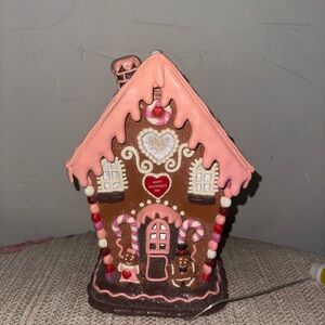 Charming Pink and Brown Gingerbread House Decor